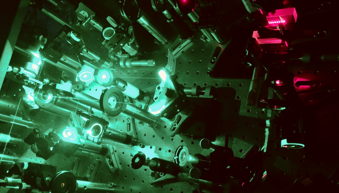 Picture of a detail of the advanced magneto-optical set-up used to probe the properties of the phosphorene nanoribbons
