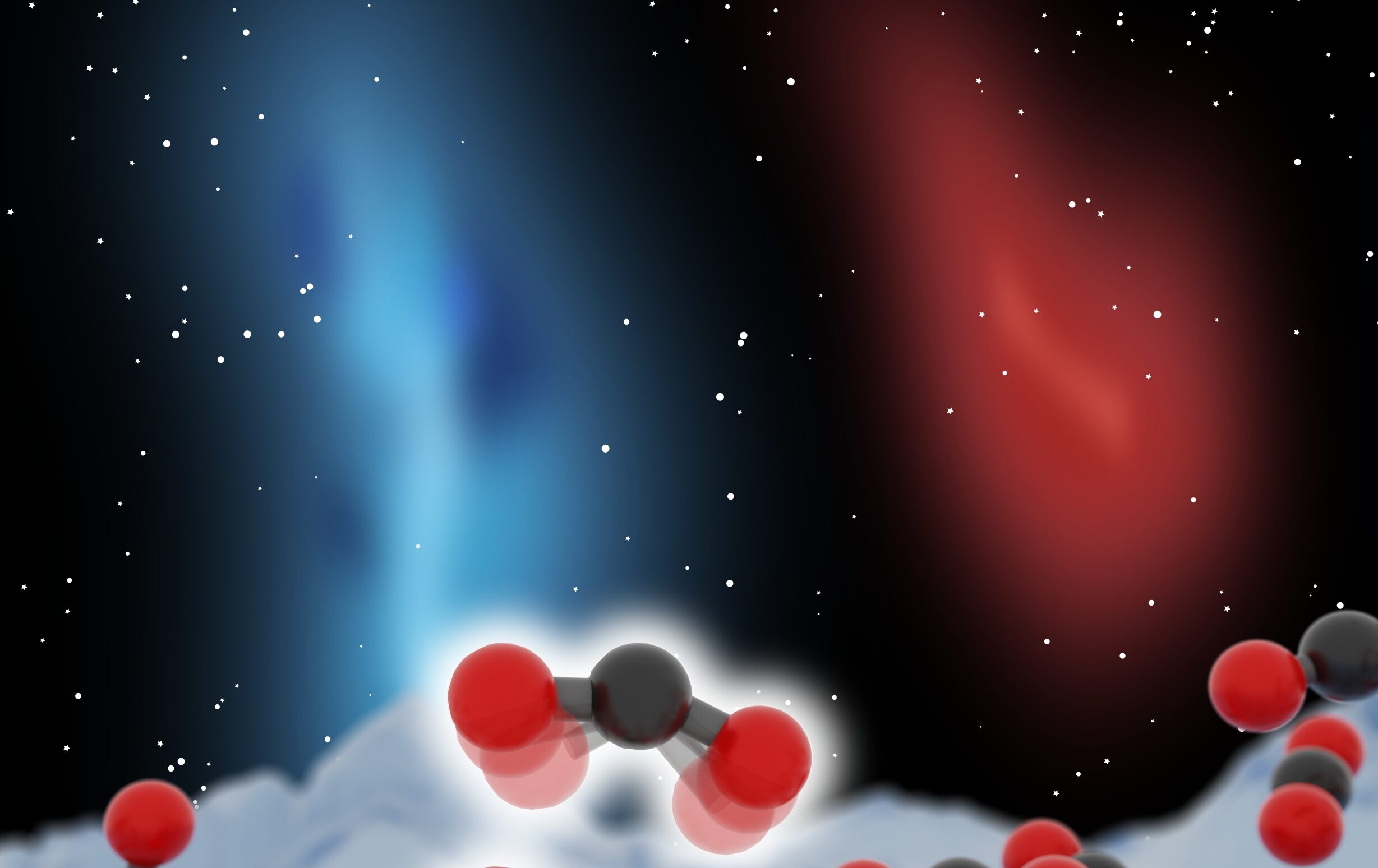 Artist impression of ice molecules in space