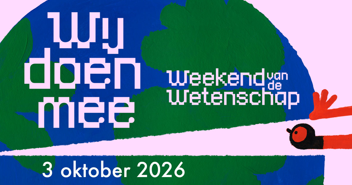 Banner met de tekst: Wij doen mee - Weekend van de wetenschap - 3 oktober 2026